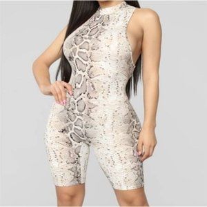 Fashion Nova Snake Print Biker Romper